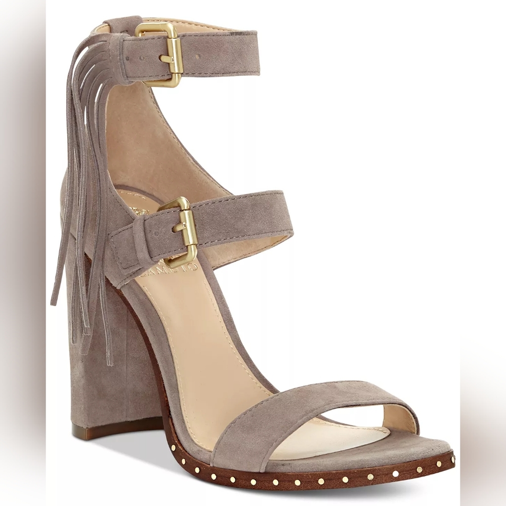 Jesina Block-Heel Sandals Taupe high heels Vince Camuto